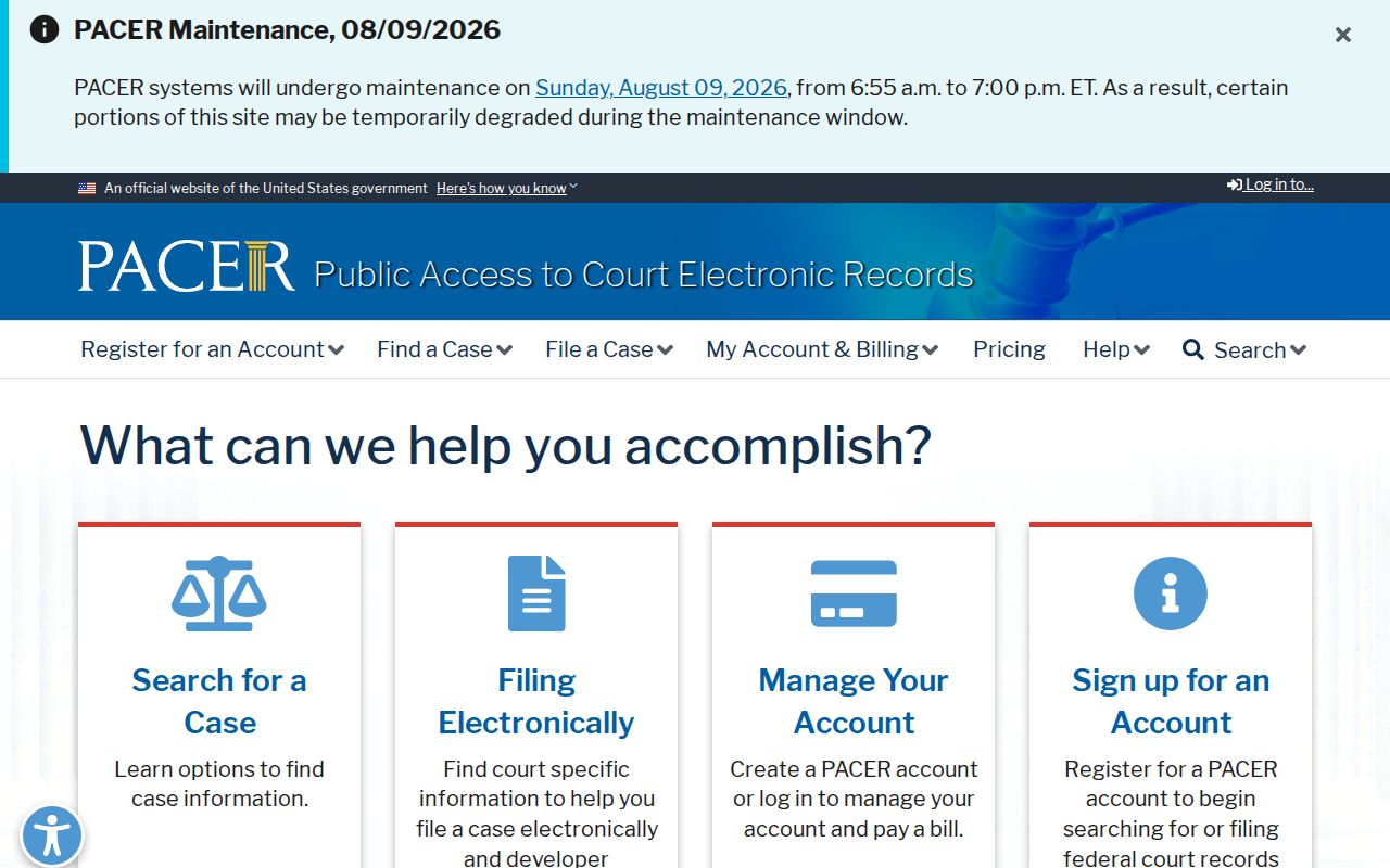 Bayside criminal records PACER federal docket access