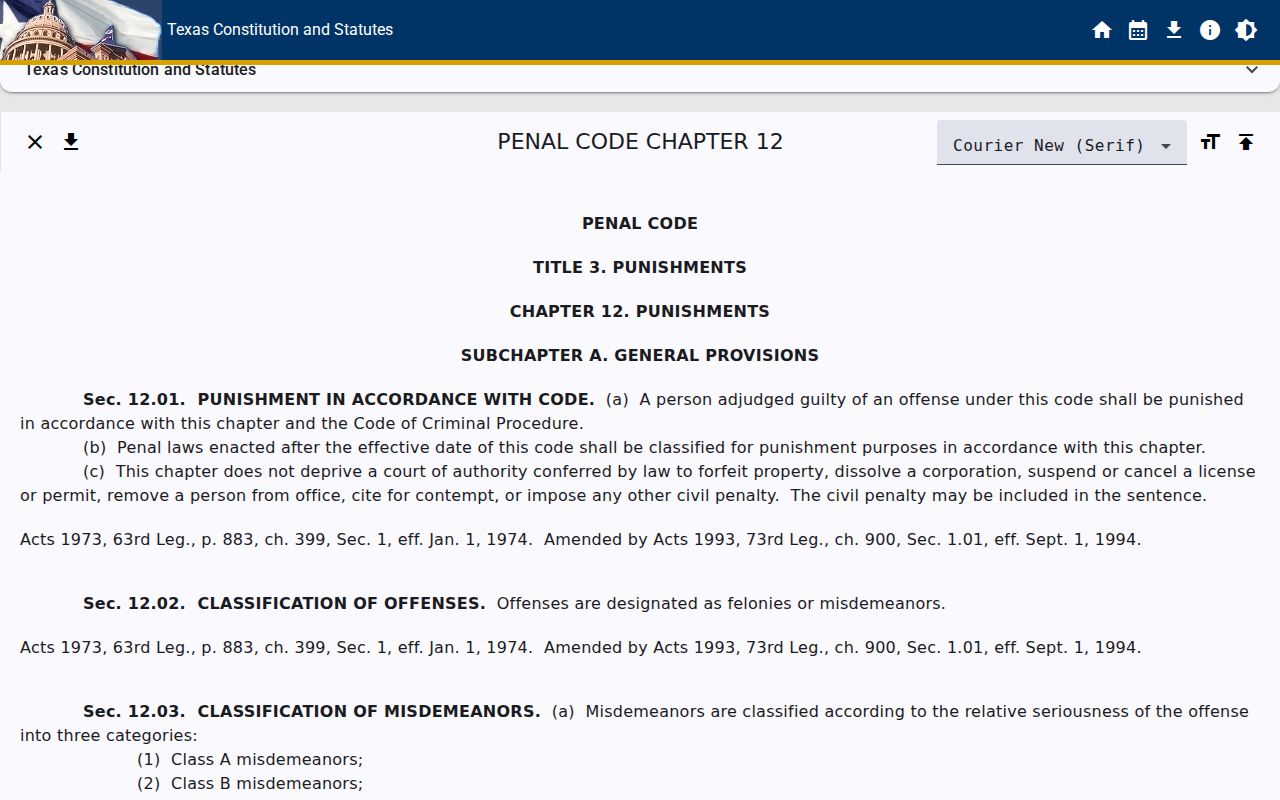 Refugio criminal records and Texas punishment classifications