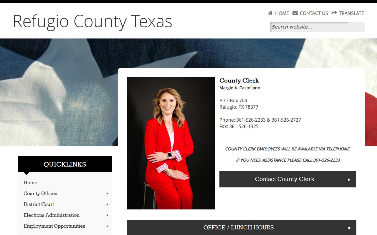 Refugio County criminal court case County Clerk docket page
