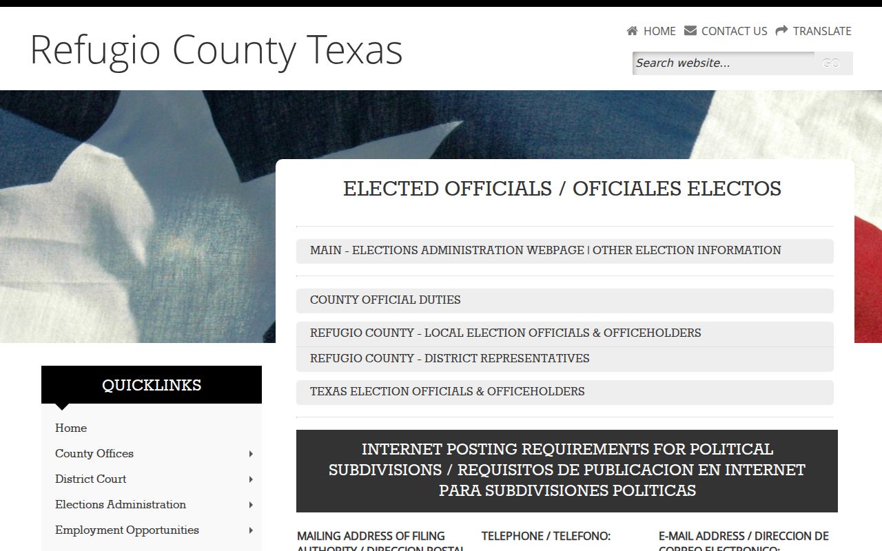 Refugio County criminal records current sheriff and clerk offices