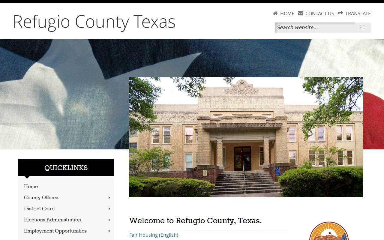 Refugio County criminal records government department entry point
