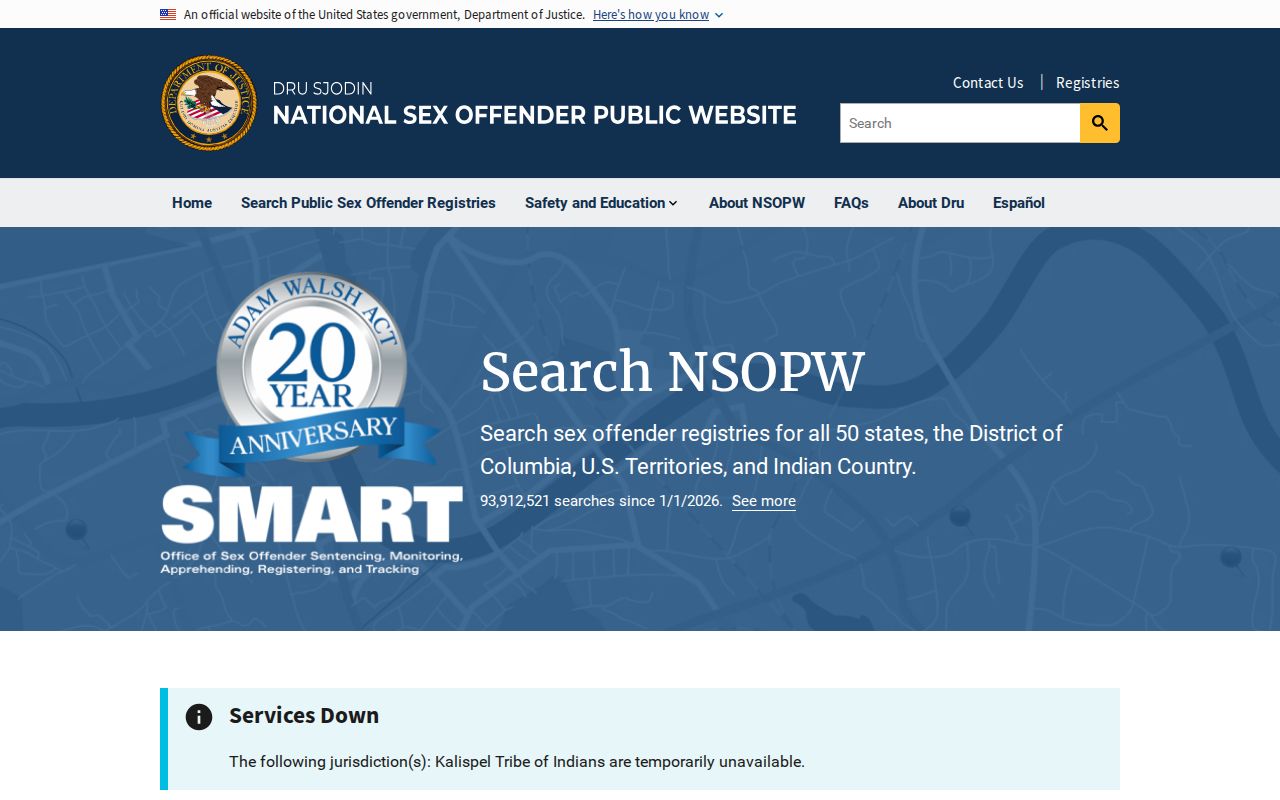 National search option for a Refugio County sex offender check