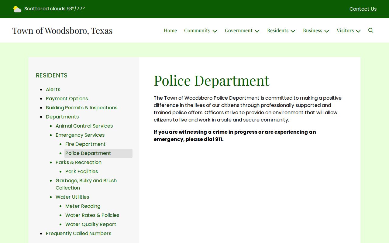 Woodsboro criminal records police department page